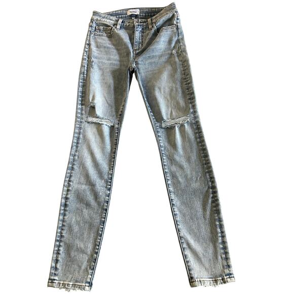 New Revolve Pistola Aline Jean Mid Rise Distressed Skinny Blue Acid Wash Sz 26 - Picture 2 of 9